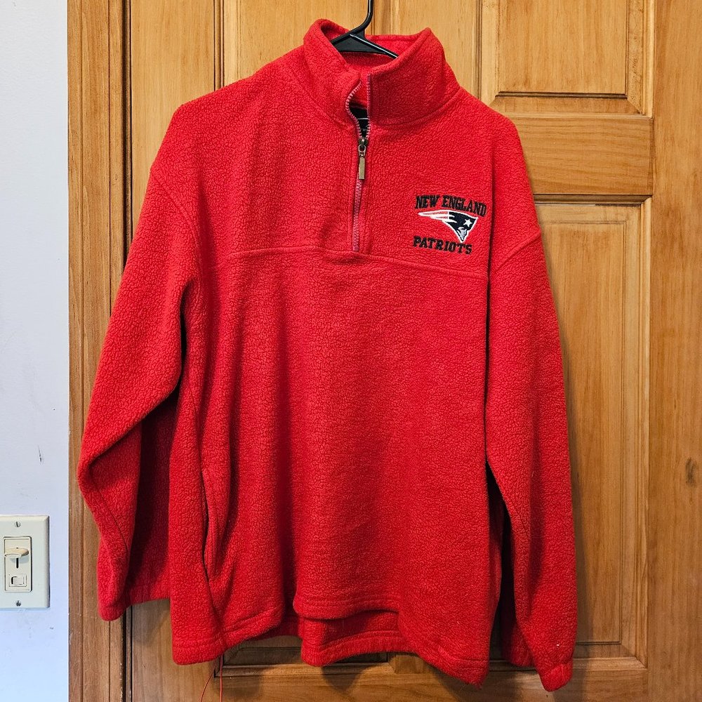 New England Patriots Red Fleece 1/4 Zip  Pullover  jacket Mens Size Medium